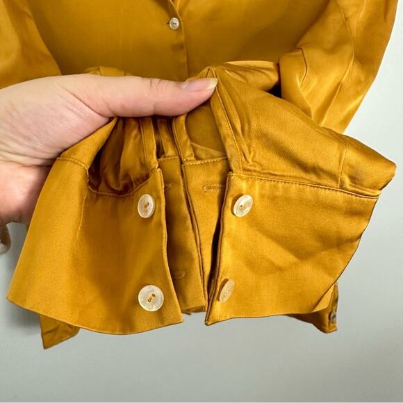 Scotch & Soda Mustard Yellow Button Up Satin Shirt Sz XS Classic Chic Officewear - Picture 4 of 8